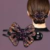 Korean Rhinestone Butterfly Hairpin – Elegant Retro Duckbill Clip for Women