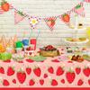 Strawberry Party Disposable Tablecloth Happy 1st Birthday Party Decoration Kids Girl Baby Shower Strawberry Wedding Supplies