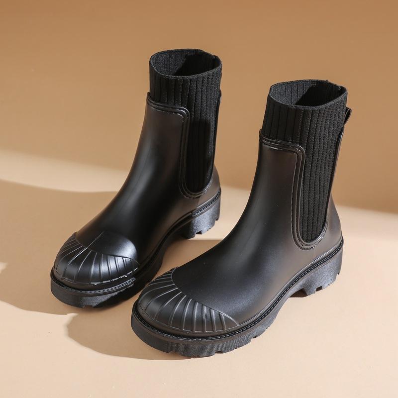 

Fashion rain shoes women s flying woven mouth comfortable water shoes wear versatile comfortable rain boots waterproof work shoes 36