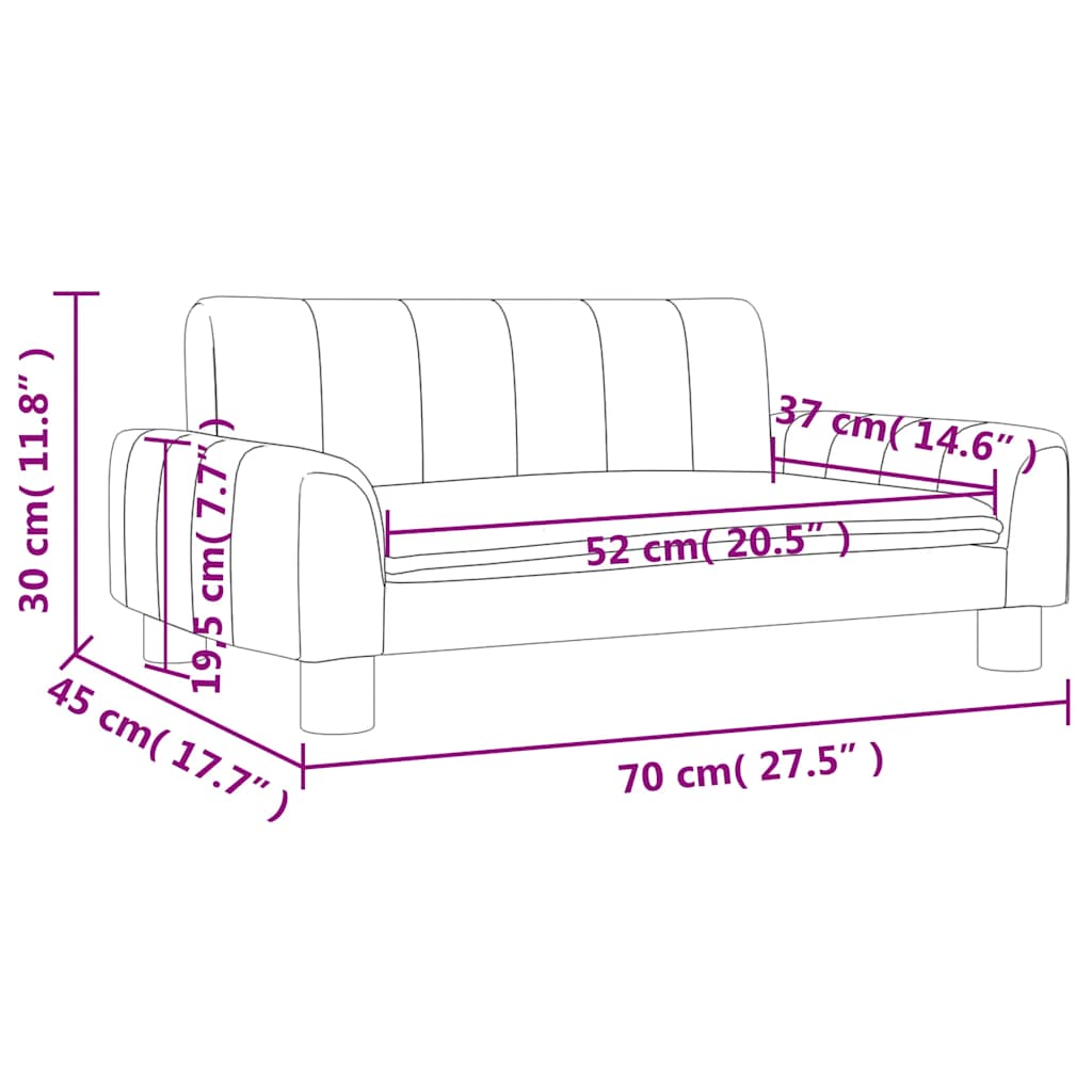 Kids  Sofa Cream 70 X 45 X 30 Cm Fabric
