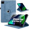 Case + Tempered Glass for Xiaomi Pad 6 / Pad 6 Pro, Rotating Case Synthetic Leather Tree Pattern Blue