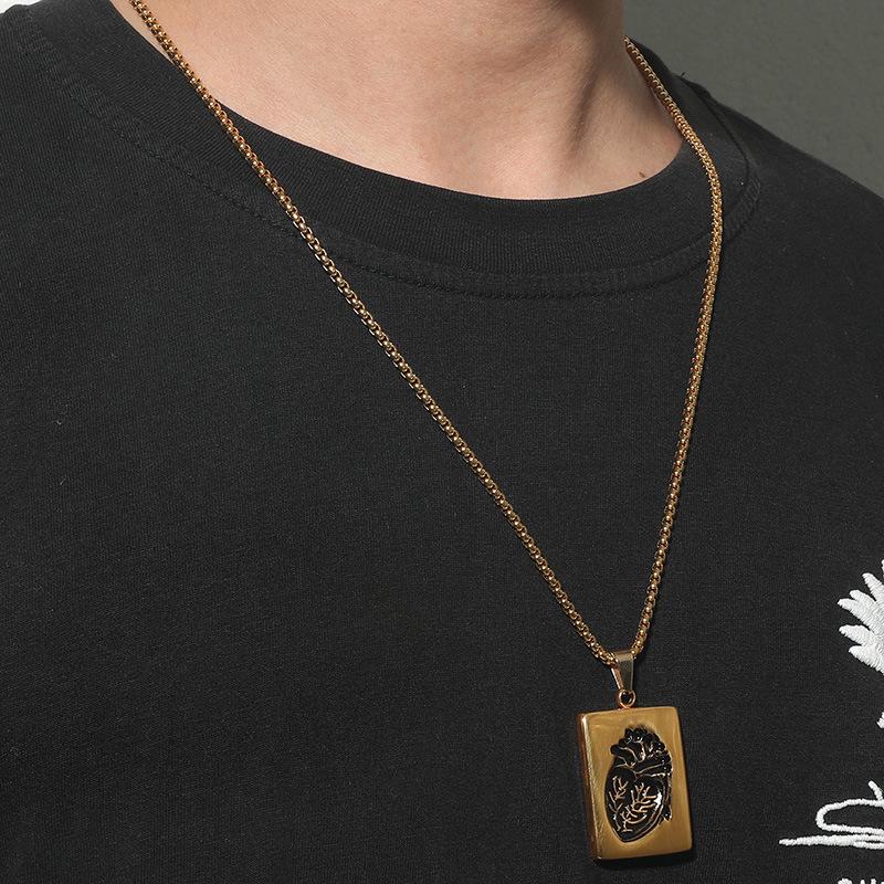 Gold and Silver Heart Couple Pendant Necklace - Fashionable Hip-Hop Valentine's Day Gift