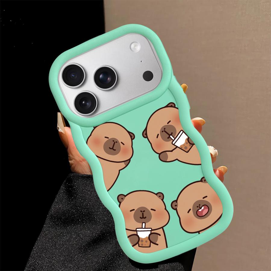 Case for iPhone XR 14 16 Pro Max 12 17 Air 13 11 15 Plus 8 Soft Phone Cover Cute Cartoon Capybara