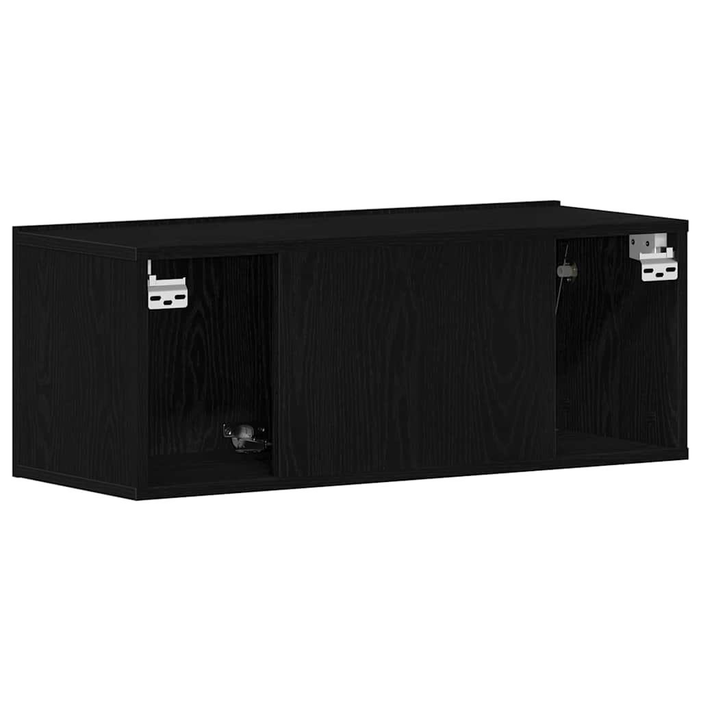 TV Stand Black Oak Effect 80 x 30 x 30 cm Engineered Wood