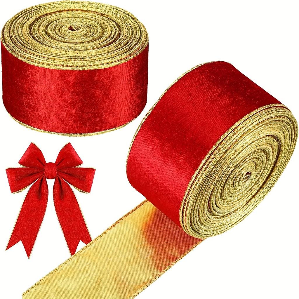 Christmas Decorative Polyester Ribbons In Rich Green And Red For Holiday Crafts