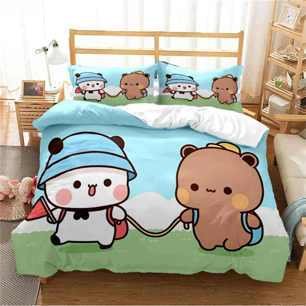 Cartoon Cute Bear Bubu Dudu Children Duvet Cover Set 2 Pieces,Bedding Set for Kids Teens, Microfiber Children’s Quilt Cover Set