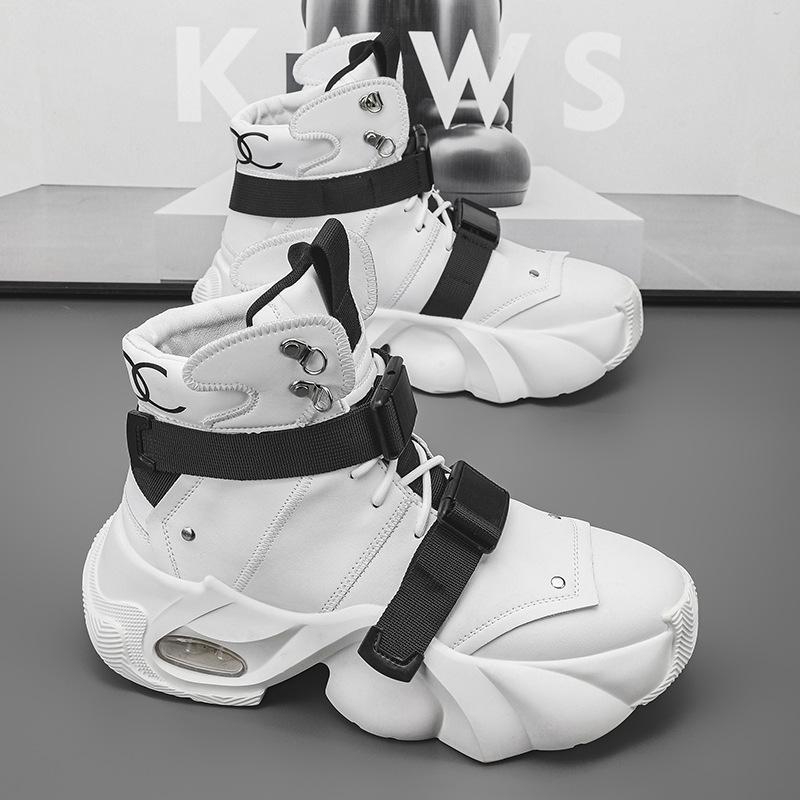 

Мода 2025 Весна Новые Мужские Ботинки Толстая Подошва Трендовые Универсальные Высокие Кеды Повседневная Обувь Противоскользящие Износостойкие Альпинистские Ботинки 39