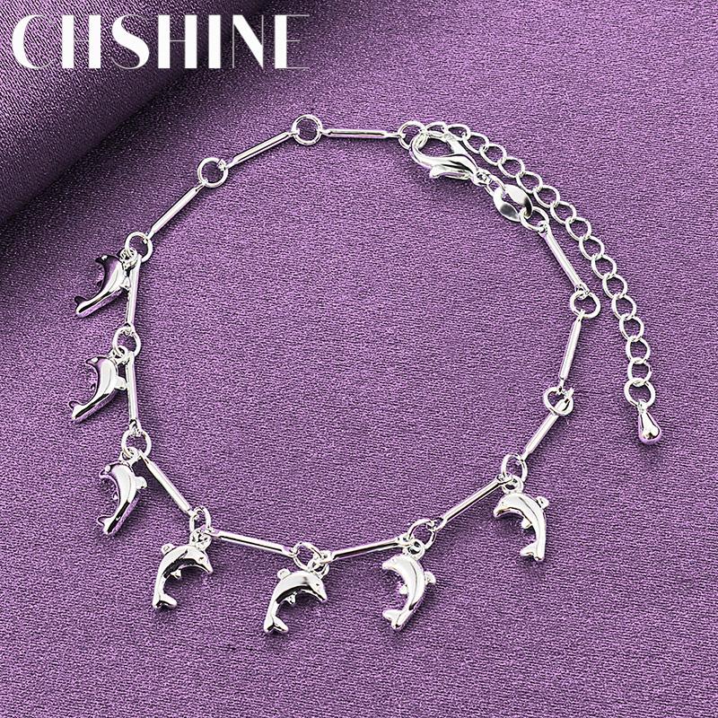 CHSHINE New 925 Sterling Silver Dolphin Charm Chain Bracelet For Women Lovers Party Fashion Jewelry