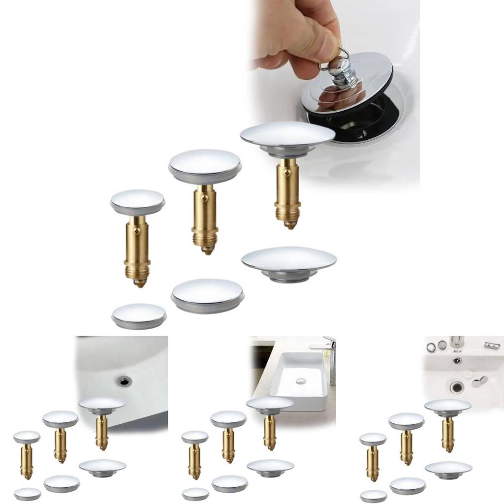 Durable All Copper Sink Stopper Set Featuring Large And Small Push Button Caps