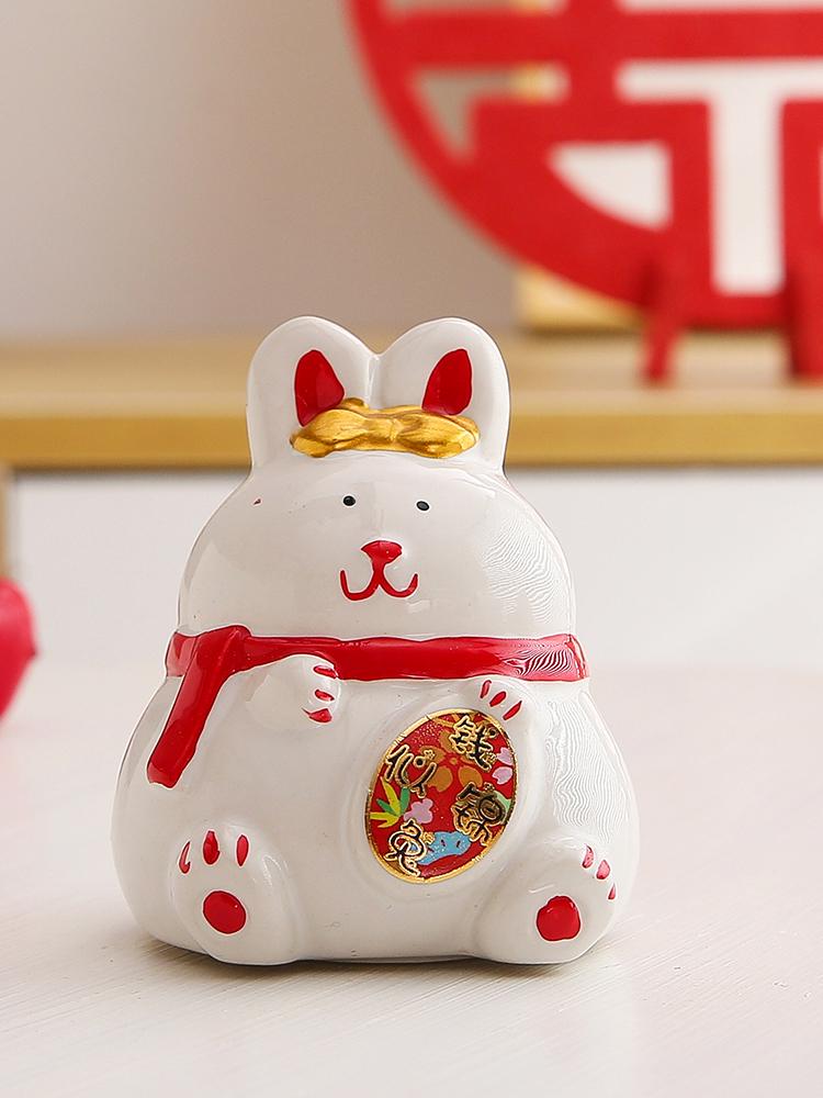 Ceramiczny Kot Malowany Ręcznie w Stylu Mori Pudełko na Cukierki i Oszczędnościówka Ozdoba na Upominki Ślubne
