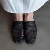 Geweven holle tas hoofd halve pantoffels dames 2025 zomer nieuwe draag platte zool casual veelzijdig luie muller coole pantoffels