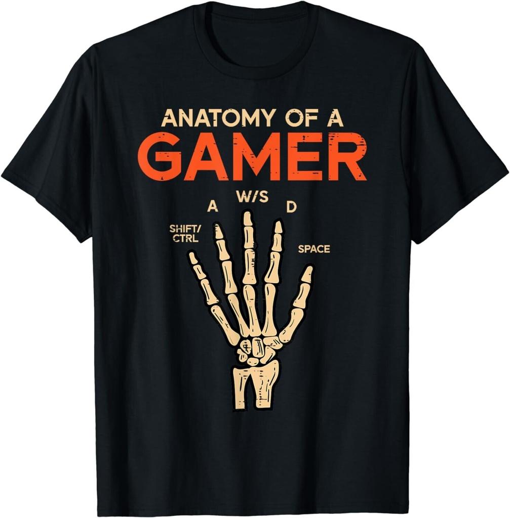 Anatomy of A Gamer Funny Skeleton Hand Design Gift T-Shirt 100% Cotton O-Neck Short Sleeve Summer Casual Mens T-shirt Size S-3XL
