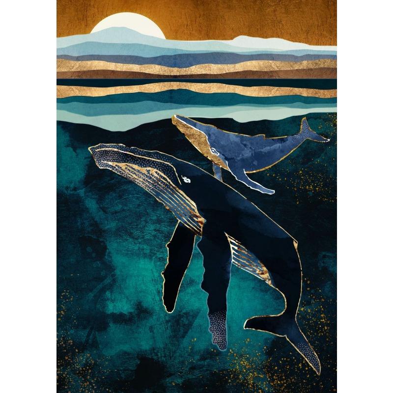 Abstract Marine Life Whale Octopus Canvas Painting Ocean Animals Prints Posters Wall Art Picture Living Room Home Decor No Frame