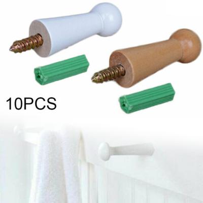 10PCS Gancho de Madera Abrigo Chaqueta Toalla Taza Shaker Clavija Gancho de Madera Colgador con Tornillo