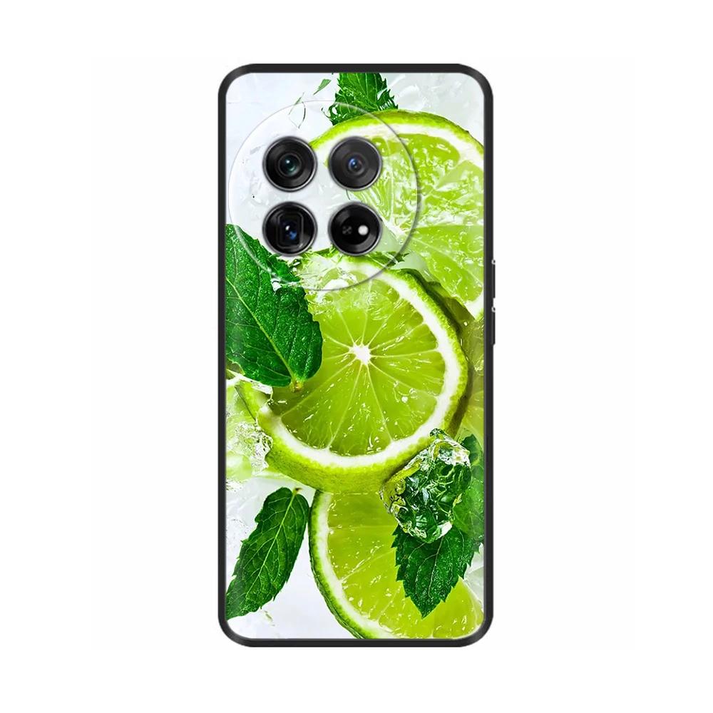 Painted Cover For OnePlus 12 Case Black Silicone Soft Luxury Phone Back Cover For One Plus 12 OnePlus12 5G Fundas Cases Hoesje