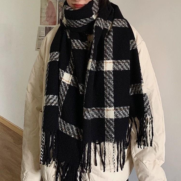 New Winter Tassel Scarf for Female Students Korean Version Versatile Thickened Warm Dual Purpose Shawl Imitation Cashmere Couple Scarf