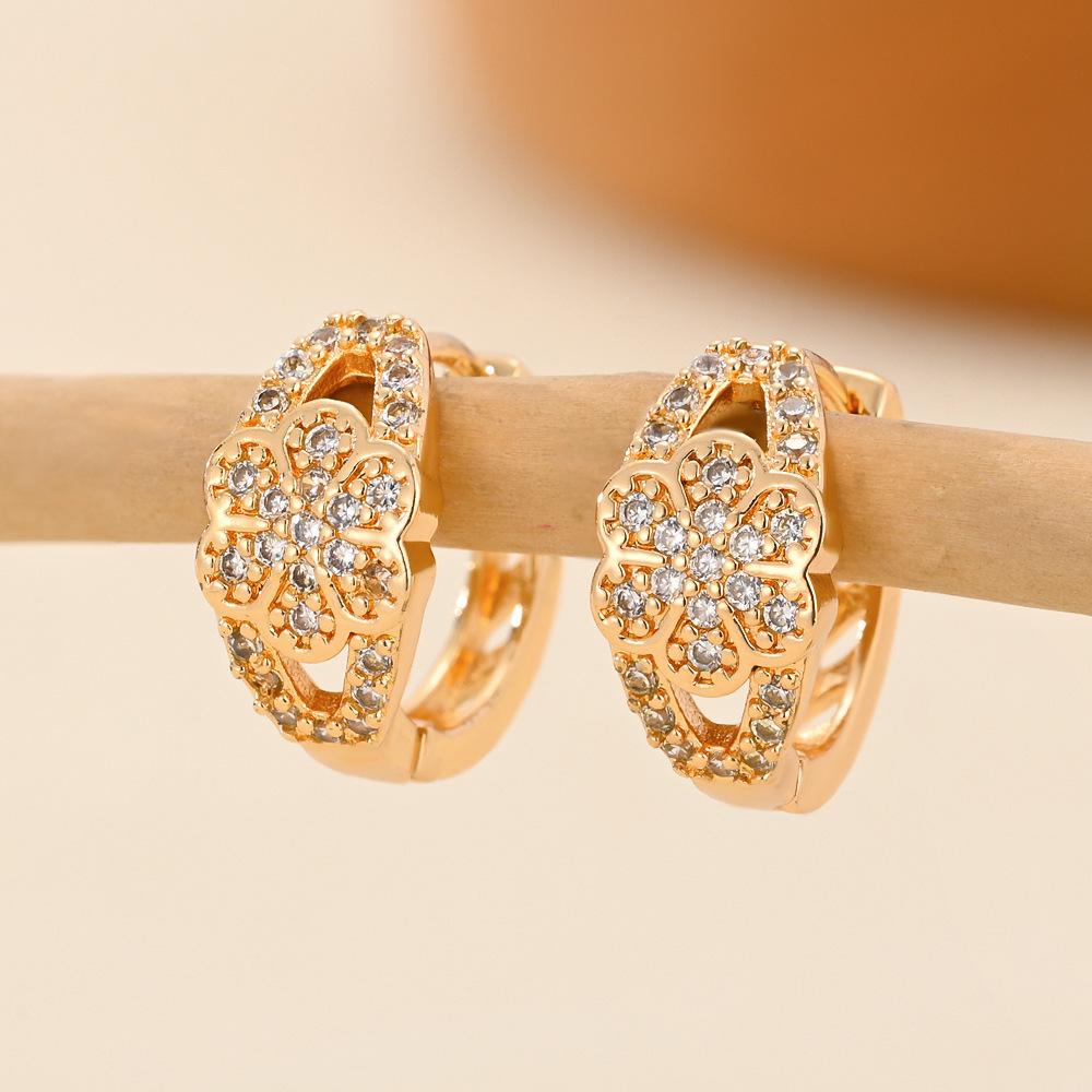 Gold Multi-Style Zircon Hoop Earrings for Women
