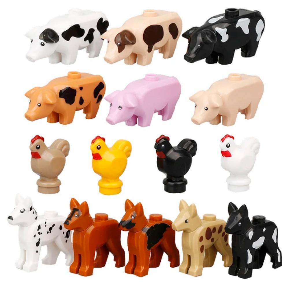 MOC ZOO Farma Zvířat Stavební Kostky Sova Ještěrka Chobotnice Veverka Prase Pes Kuře Kočka Holub Myš Vlk Králík Mini DIY Kostka K060