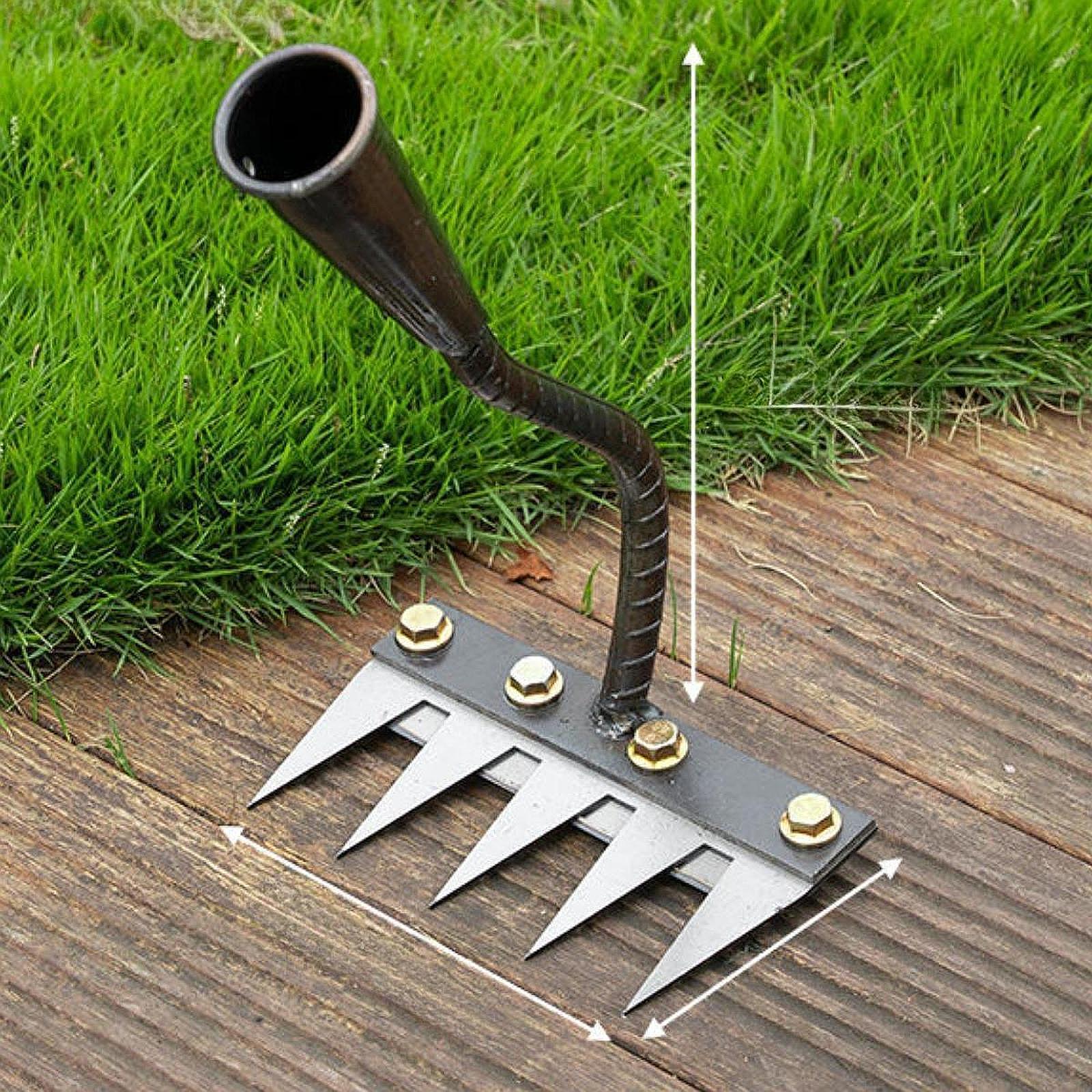 

Garden Rake Ergonomic Handle Rust Resistant Steel Gardening Hand Weeder Tool for Gardening Backyard Yard Mulching Planting