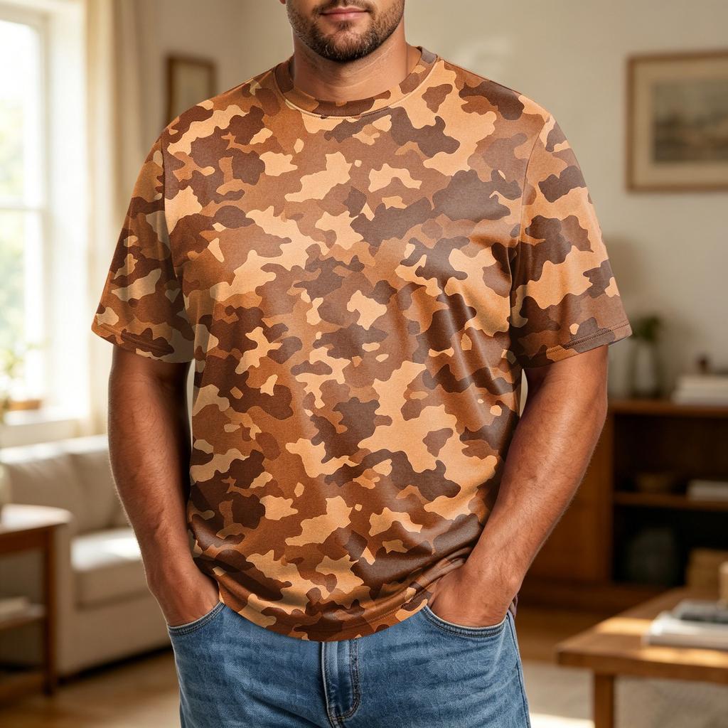 Camiseta Informal Transpirable Cómoda de Manga Corta con Cuello Redondo para Hombre Talla Grande Tejido Suave Top de Verano