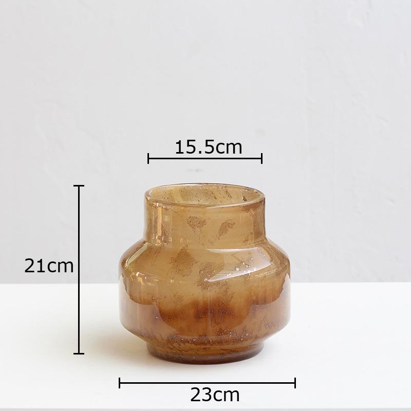 Creative Amber Color Glass Vase Hydroponic Floral Vases Table Decoration Flower Arrangement Ornaments Room Aesthetic Decor