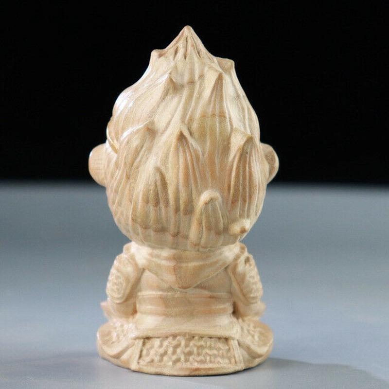 Drewniany Król Małp Kreatywne Kreskówkowe Ozdoby Rzeźba Małe Rękodzieło Rzeźbiarskie Statuetka Buddy Dekoracja Samochodu Akcesoria