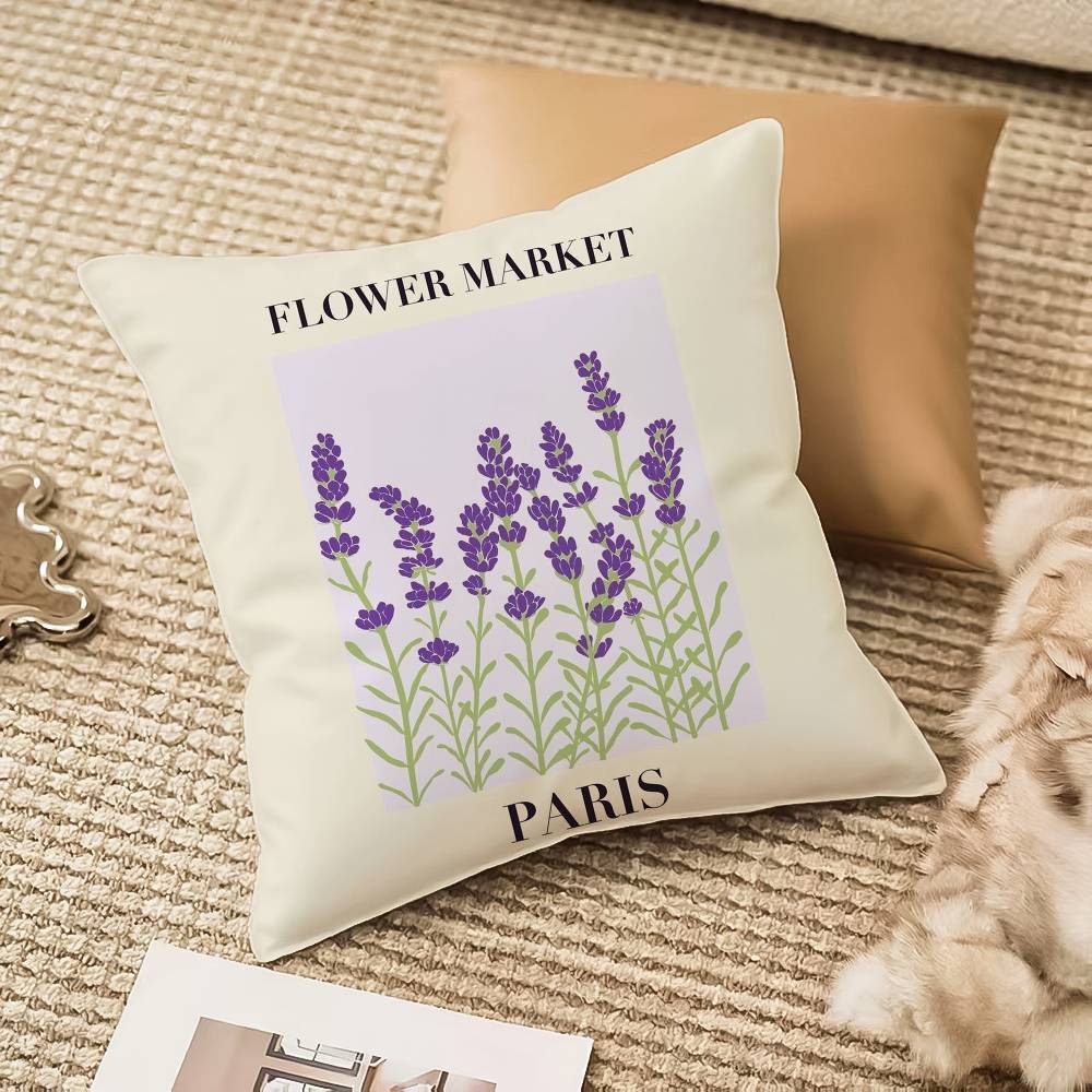 Fl-lower M-market Pillow Case Anti-dustmite Invisible Zipper Sofa Bed