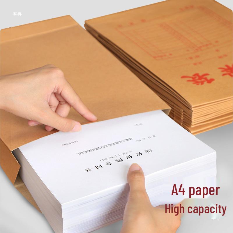 100 Thick Kraft Manila Envelopes - Document Bags, Large Capacity, Contract Storage