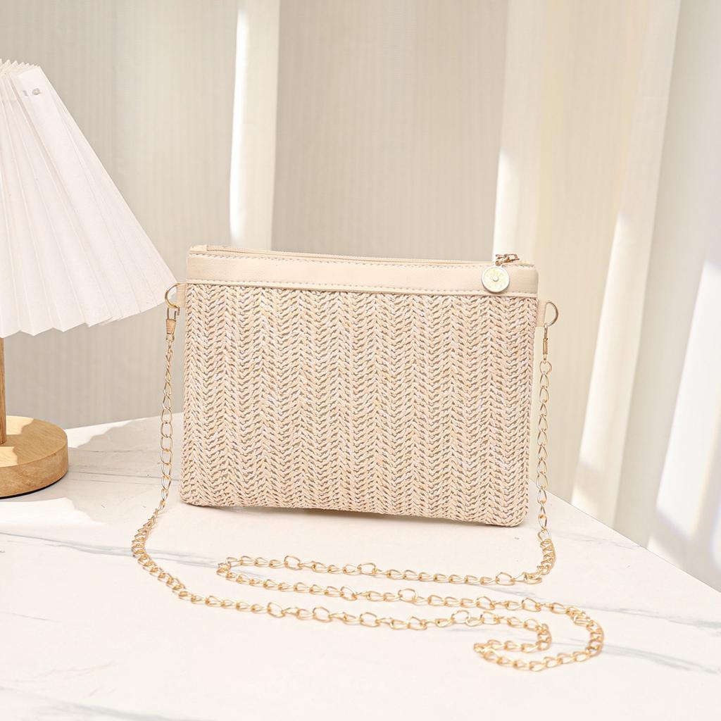 Straw bag Casual messenger bag Woven clutch women's bag Summer beach bag Mobile phone handbag