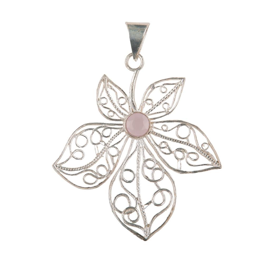 Pink Chalcedony Gemstone 925 Sterling Silver Jewelry Handmade Boho Pendant 2.29" CP-19-17