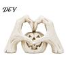 Halloween Pumpkin Figurine Gothic Skeleton Heart Hand Sculpture, Spooky Resin Abstract Statue, Gift for Collectors Shape Finger Gesture Love Ornaments
