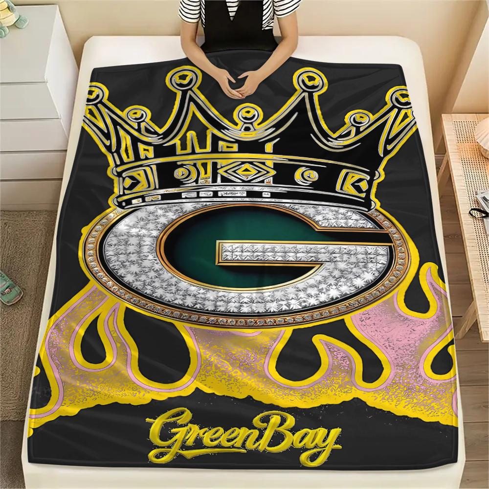 1Pc Green Bay Packers Print Flannel Blanket, High quality Comfortable for All Seasons, Home Decor, Warmth and Comfort, Perfect for Gifts