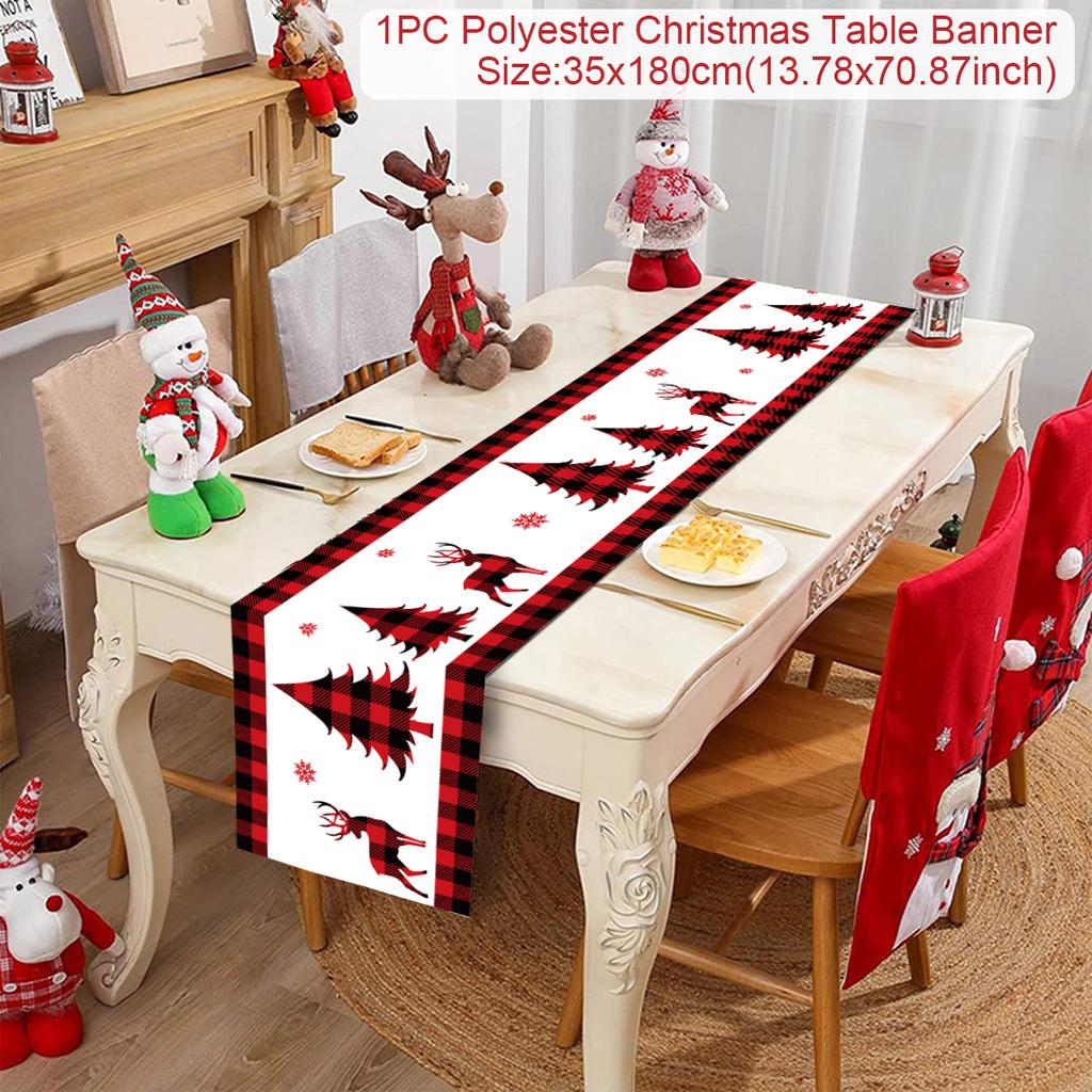 Christmas Table Runner Cloth Merry Christmas Decoration for Home 2024 Tablecloth Xmas Ornament Navidad Natal New Year Gift 2024