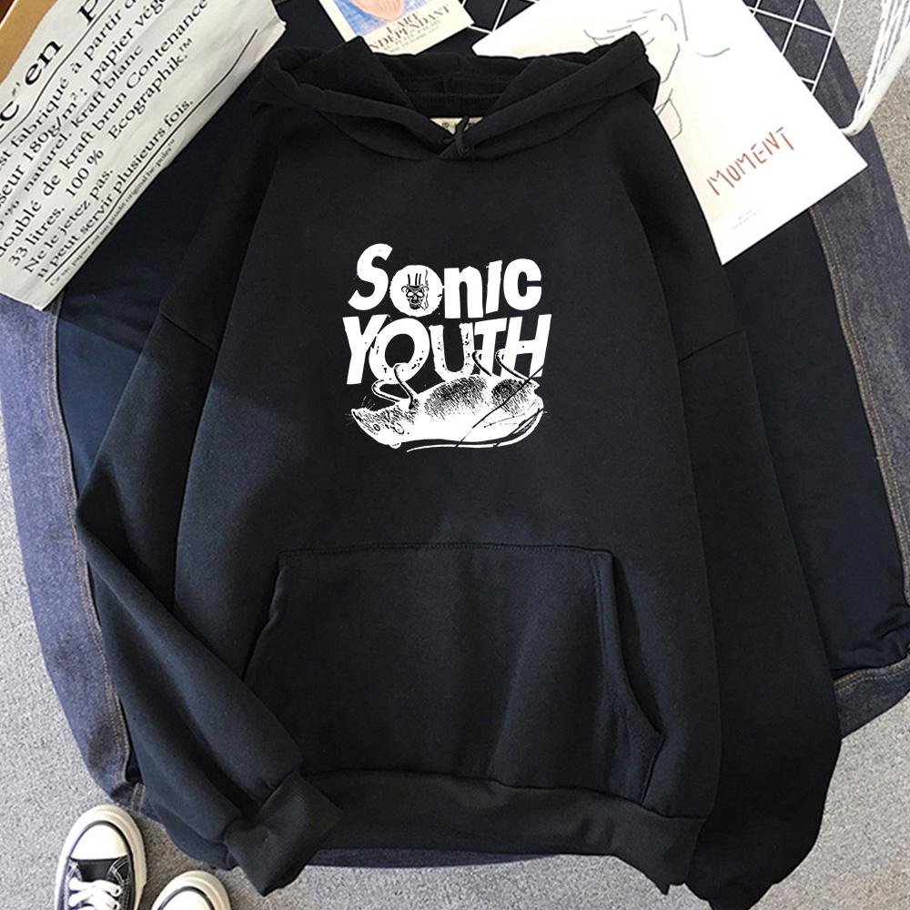 S-Sonic Youth Music Band Harajuku Hoodies Aesthetic Handsome Manga Graphic Sweatshirt Sense of Design Aldult Four Seasons