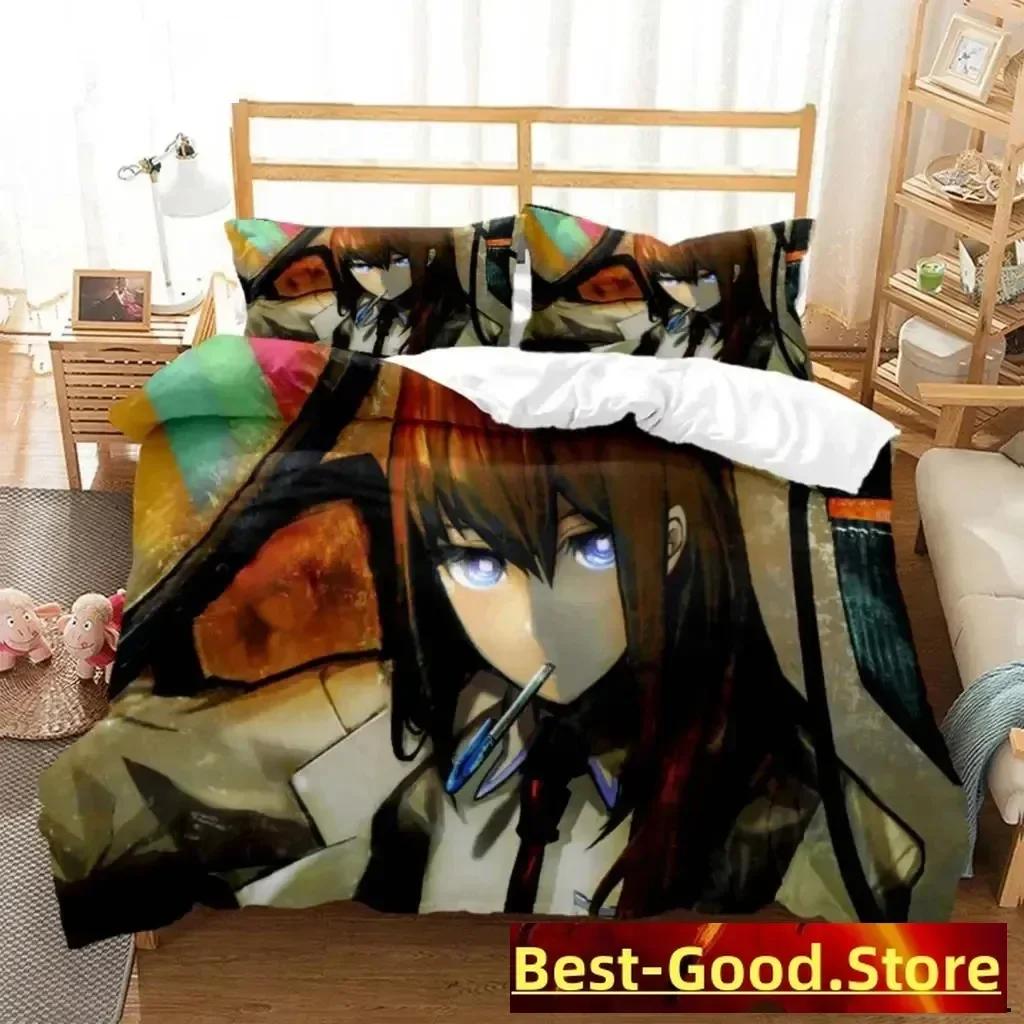 Anime Steins Gate Kurisu Makise Printed Bed Set Duvet Cover Pillowcase Bedding Set Linen Sheet Quilt Cover Full Queen King Size