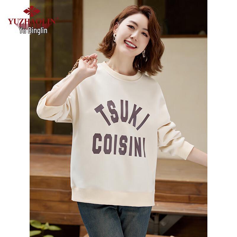 Yu Zhaolin Women's Casual Letter Print Loose Sweatshirt