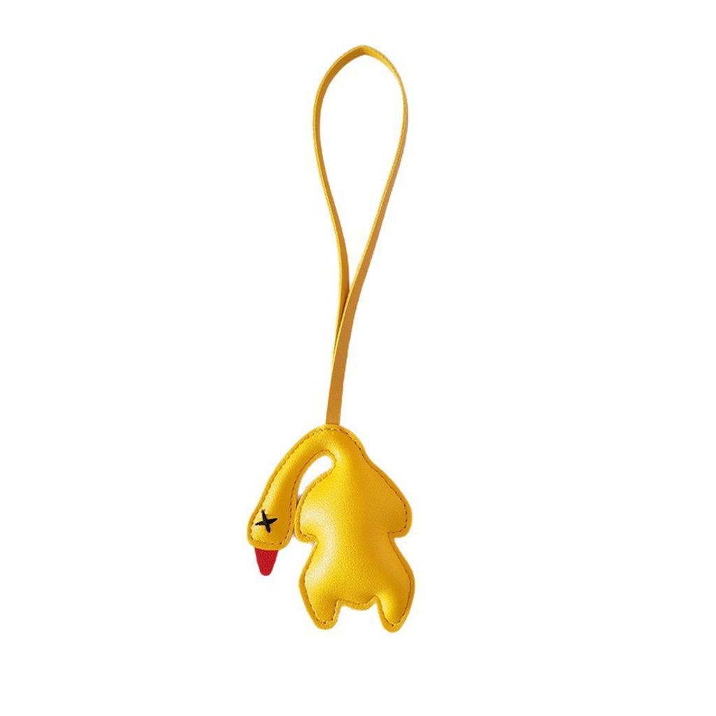 Cute Roast Duck Design Keychain For Keys Bags Car Decoration Soft PU Leather Keyring Fashionable Accessory Gift Idea