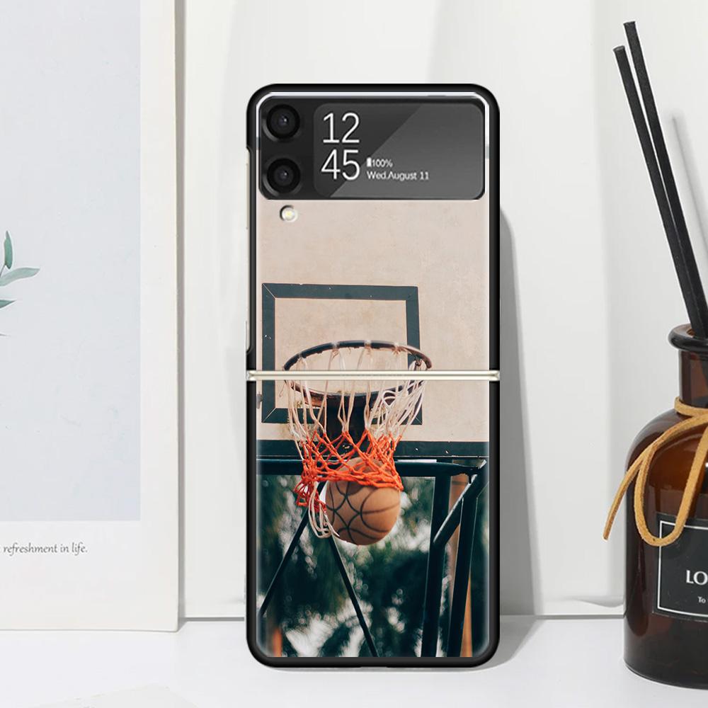 Basketball Basket Sports Phone Case For Samsung Galaxy Z Flip 7 Flip7 Zflip 6 Flip6 5 Flip5 4 Flip4 3 Flip3 5G Fundas Black Cove
