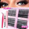 Lash Bond Asend Seal Eyelash Clusters Lasting Double-Ended Fixed Eyelash Glue Remover Tweezers Kit Eyelash Curler Brush Kit Tool