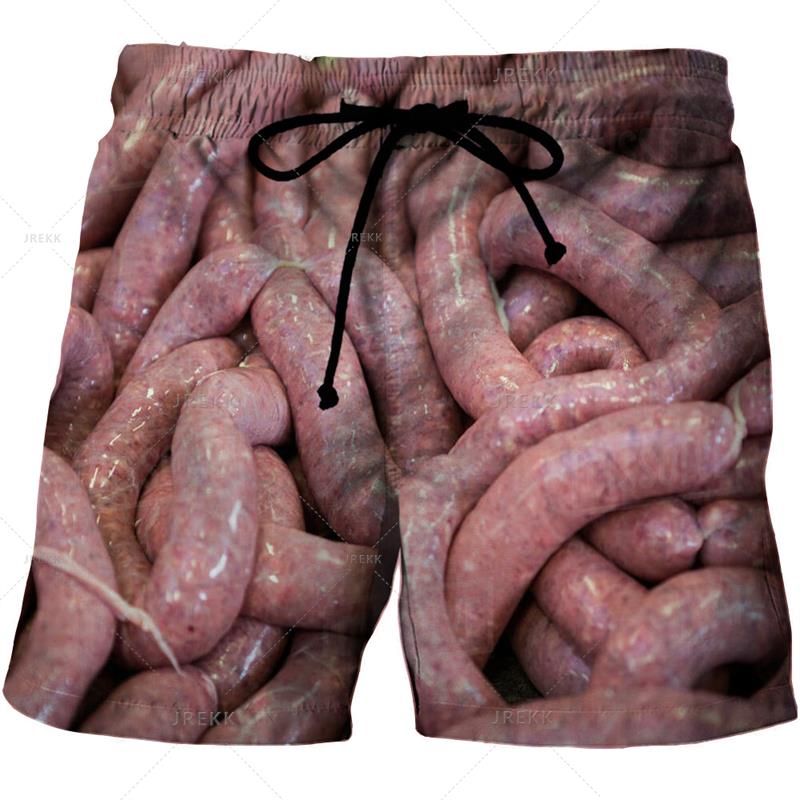 Summer 3D Food Graphic Print Shorts Fashionable Casual Beach Men's Shorts
