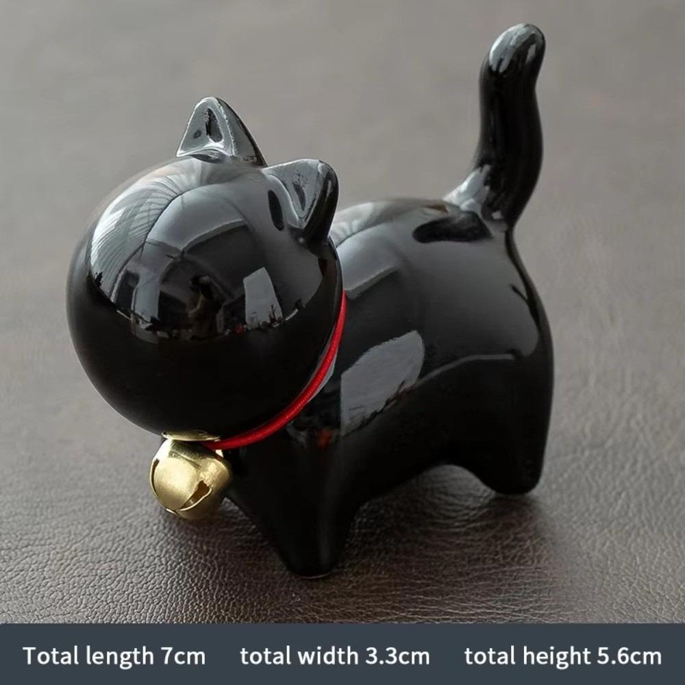 

Cute Cat Figurine Mini Lucky Cat Tea Pet Creative Cat Micro Landscape чорний