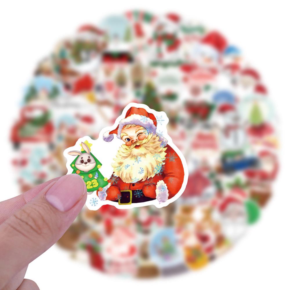 100 Unique Christmas Cartoon Graffiti Stickers for Notebooks, Suitcases, and Scooters