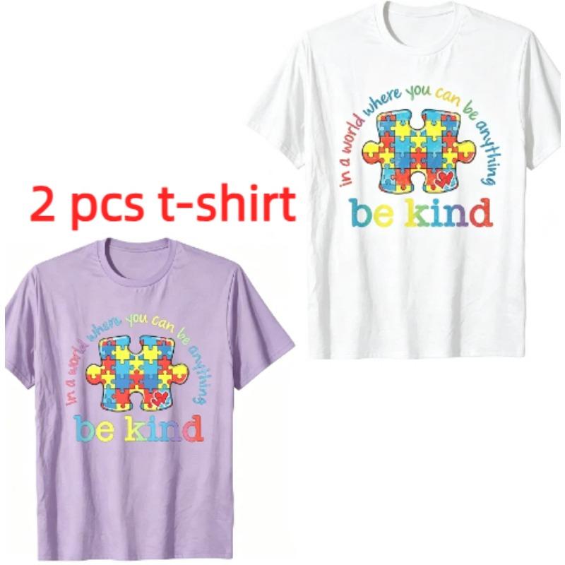 Fashion Be Kind Letters Print Kids T-Shirts Summer Fashion Street Outdoor Casual T-shirt Tops for Boy and Girl's Tees Top