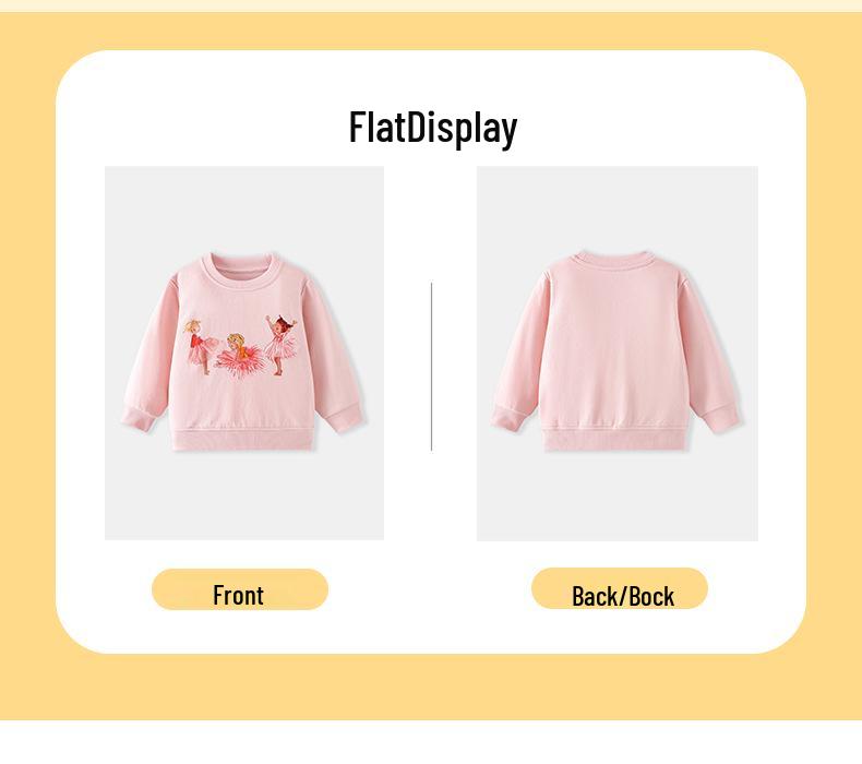European-Style Autumn/Winter Girls' Mesh Round Neck Printed Long Sleeve Sweatshirt - Sweet & Cute Design