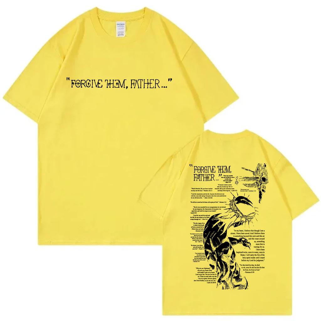 Christliche Religiöse Jesus Vergib ihnen Vater Grafik T-Shirts Gothic Retro Kurzarm T-Shirt Herren Damen Locker T-Shirts