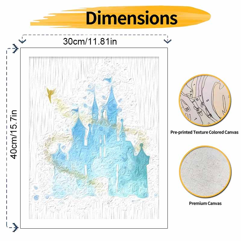 Disney watercolor fairy castle paint by numbers painting kit handmade diy home decor gifts wall art canvas for adults unique craft set