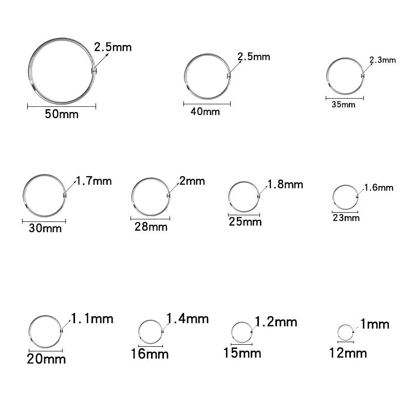 10-50pcs/lot 12-50mm Metal Keyring Round Split Key Ring For Jewelry Making DIY Crafts Keychain Key Holder Connector Accessories