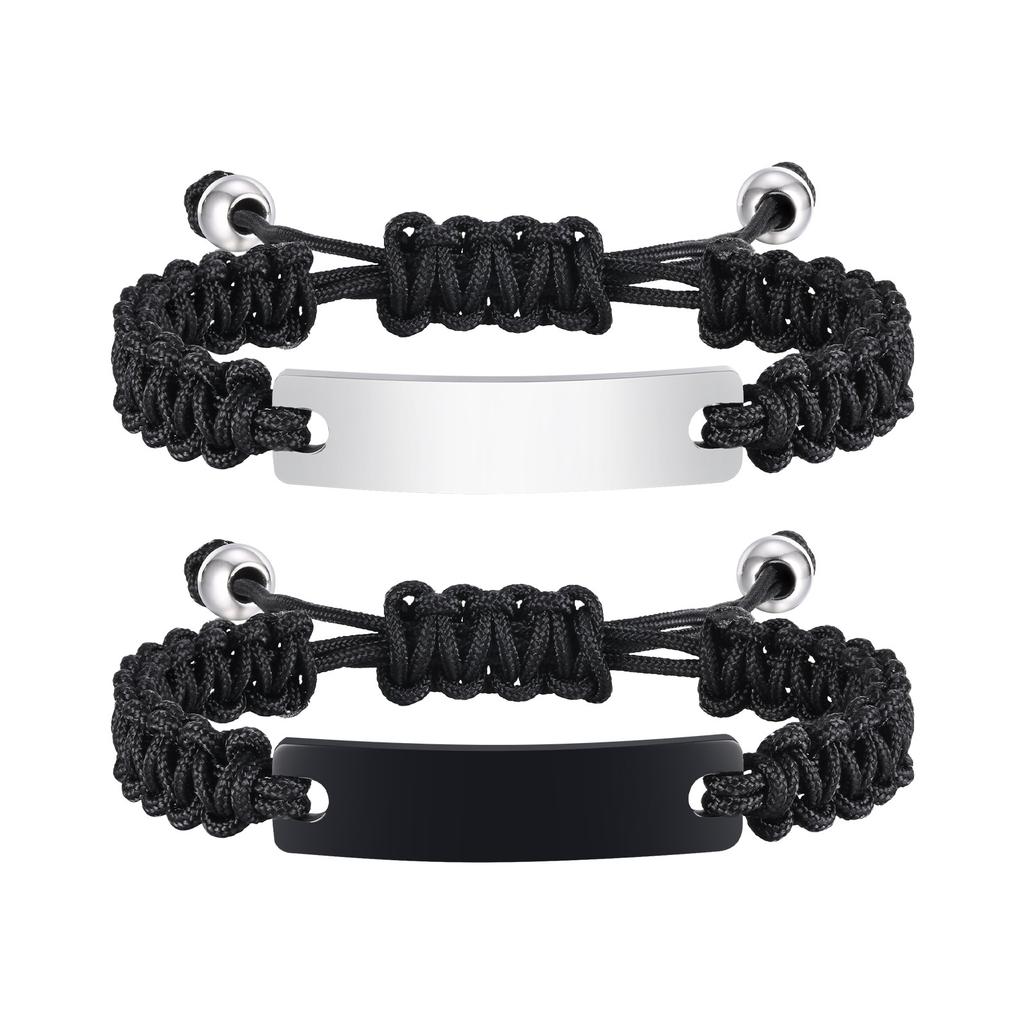Vnox Personalized Valentines Day Gift for Couples, Adjustable Braided Woven Rope Bracelets, Love Promise Bracelets for Wife Her