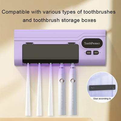 5 periute de dinti Dezinfectare UV, montat pe perete, fara perforare, USB, reincarcabil, sterilizare, organizator periuta de dinti