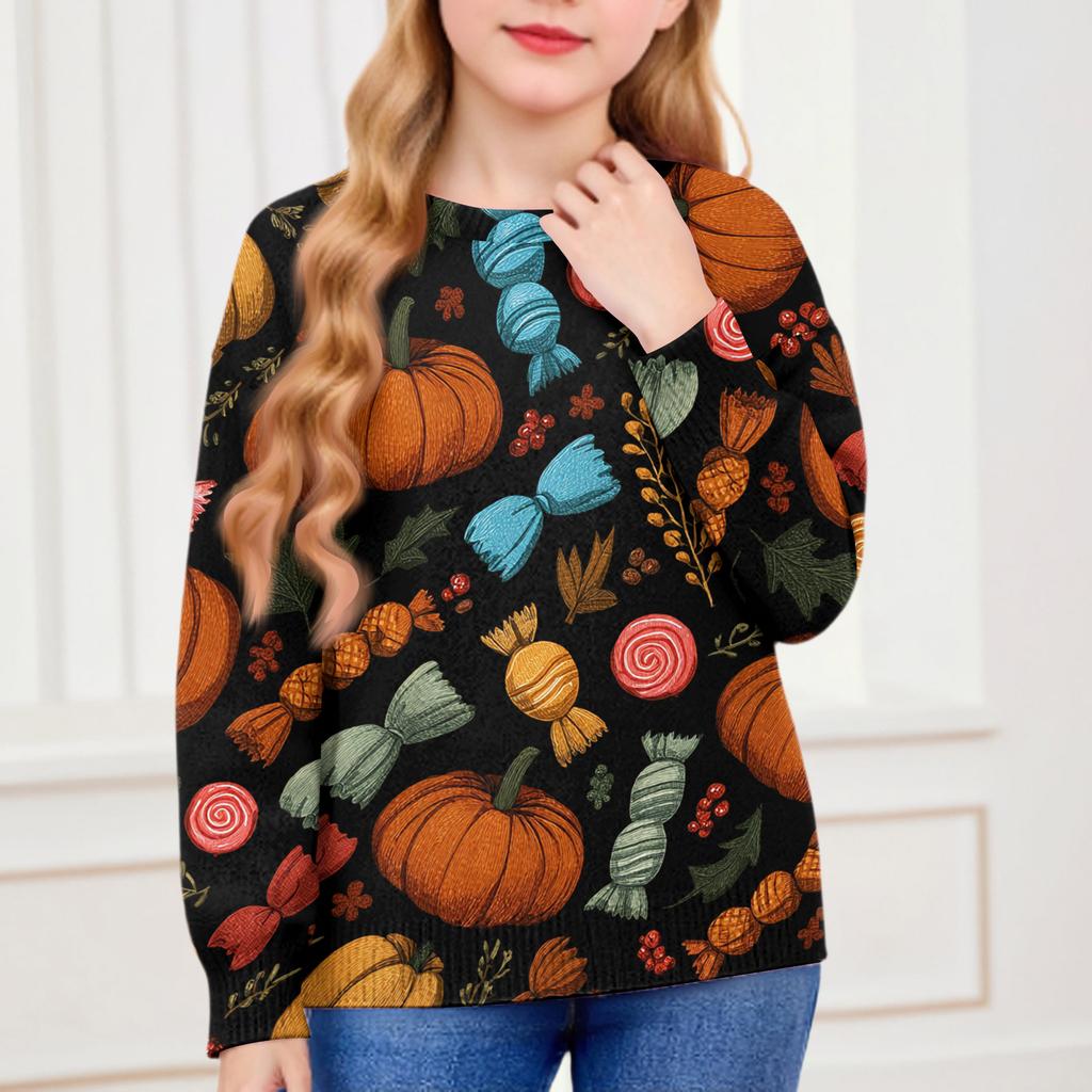 Halloween Day Sweatshirts For Children Boys And Girls Knit Sweater Cute Shirt Fall Crewneck Pullover Tops